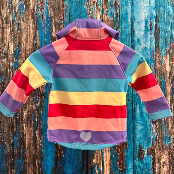 M2C Girls Hooded Fleece Lined Striped Windproof Softshell Jacket 2T - Picture 6 of 12